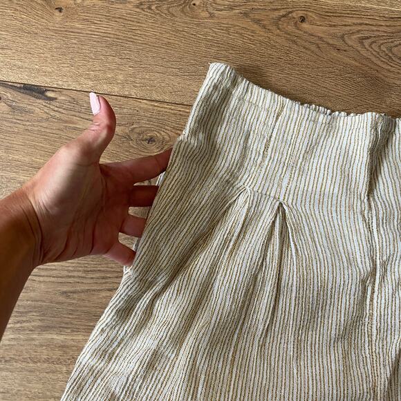 Free People See You Again Smocked Pull on Pants M Cream Striped - Picture 4 of 9